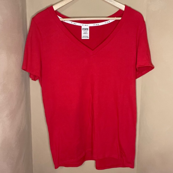 PINK Victoria's Secret Tops - PINK red v neck t shirt